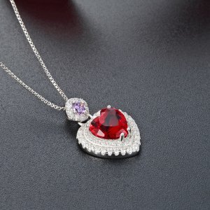 Red Birthstone Sterling Silver Necklace